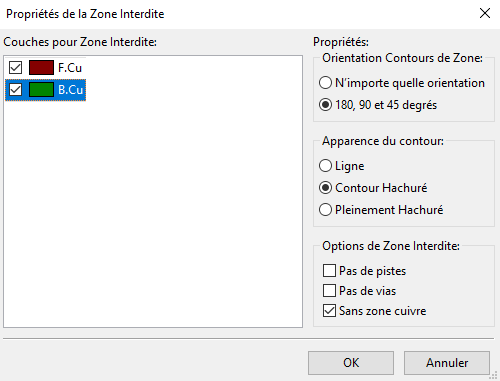 kicad zones interdites